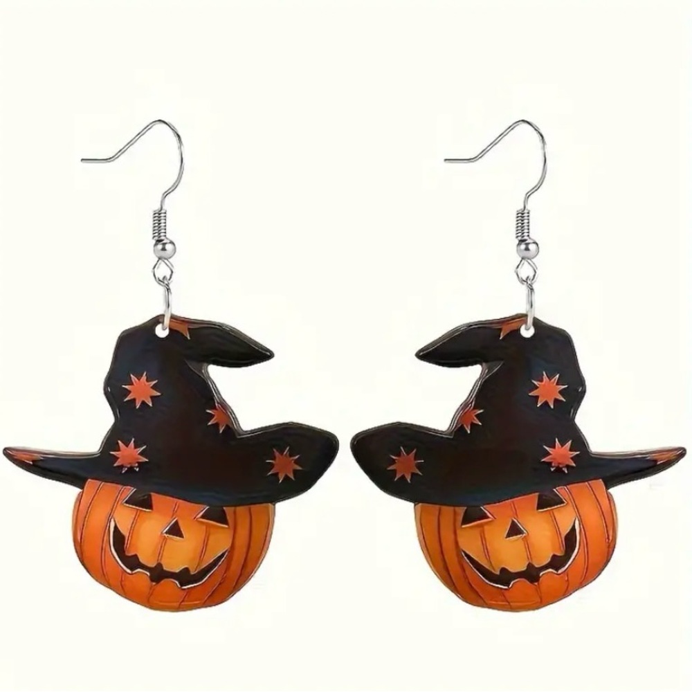 Halloween Black/Orange JACK O' LANTERN Earrings